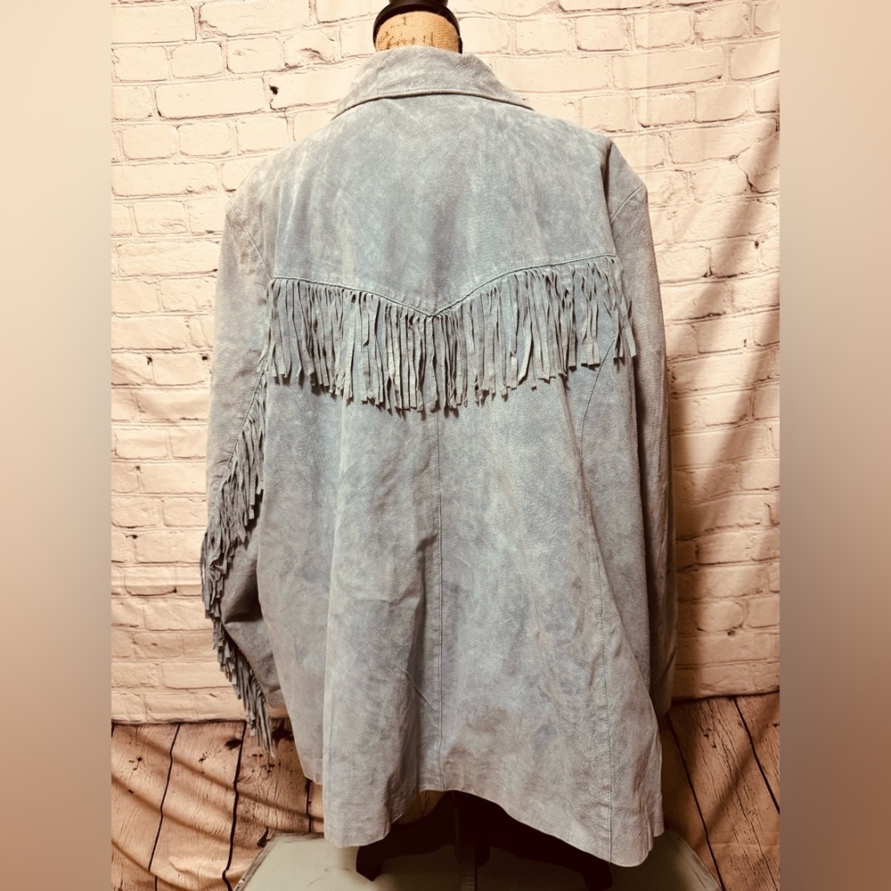 Denim & Co 100% Leather Western Fringe Suede Jacket - Picture 6 of 12